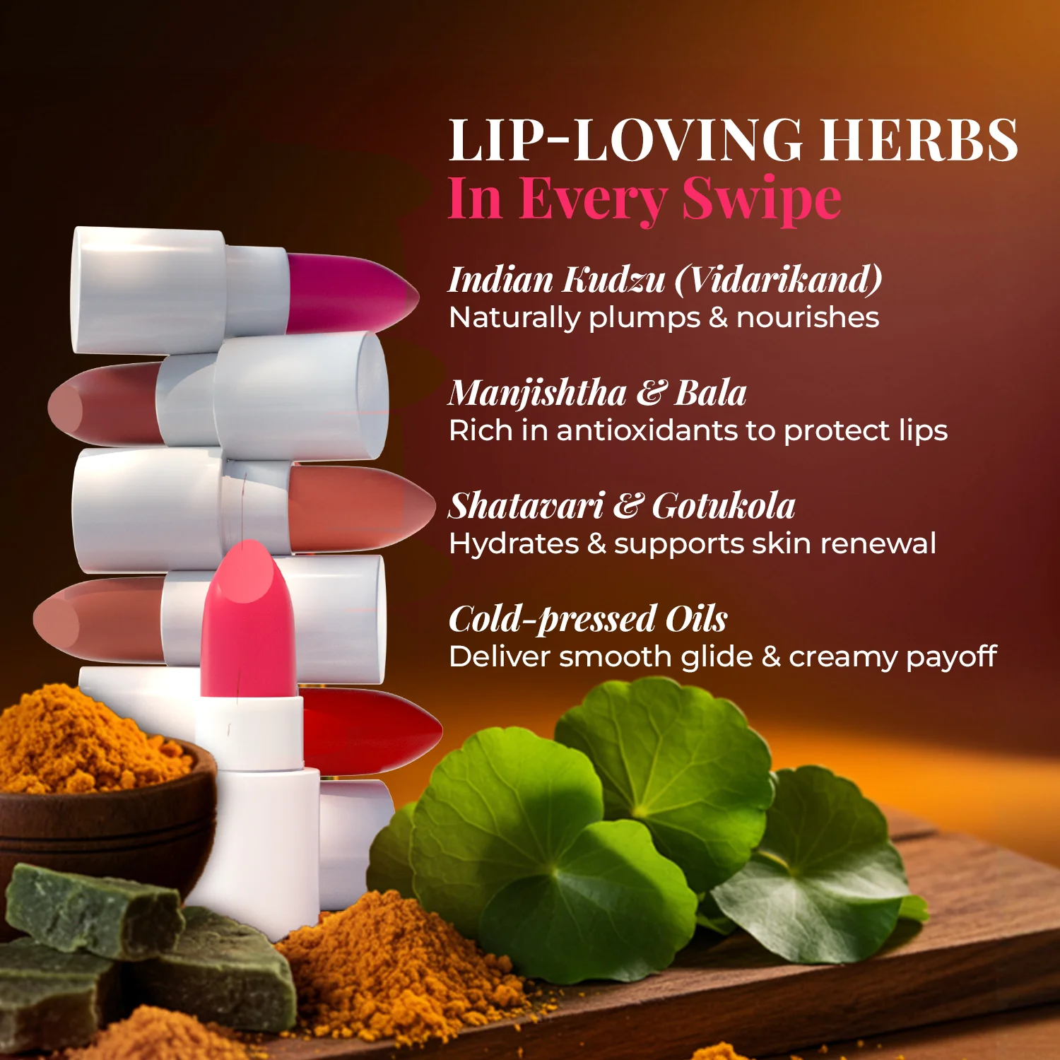 Herb Enriched Ayurvedic Lipstick Micro-Mini Kit - 8 shades - Image 3