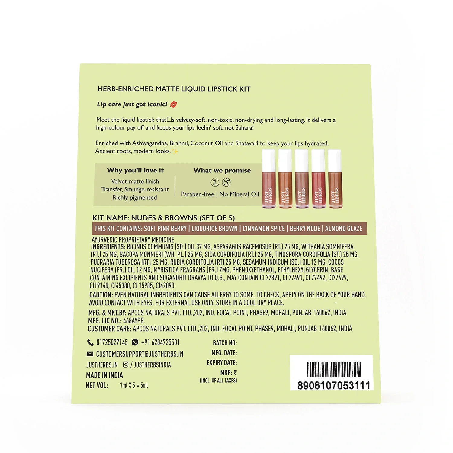 Herb Enriched Matte Liquid Lipstick Kit- Set of 5 - Image 19