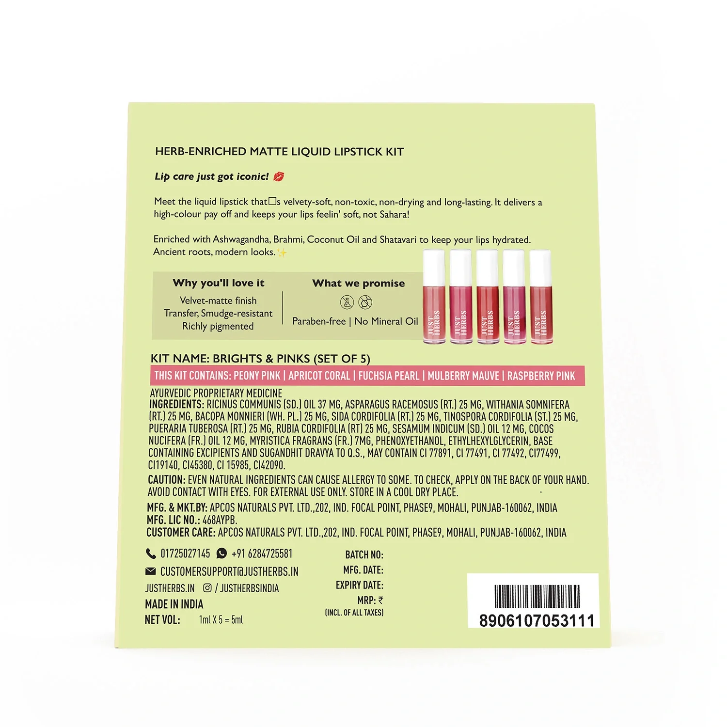 Herb Enriched Matte Liquid Lipstick Kit- Set of 5 - Image 29