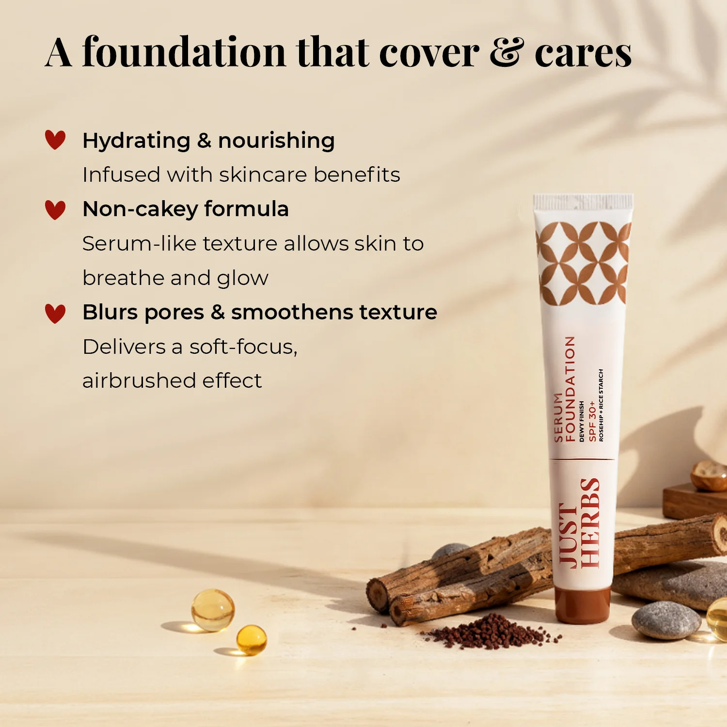 Serum Foundation Dewy Finish SPF30+ Tube with Rosehip and Rice Starch - Image 5