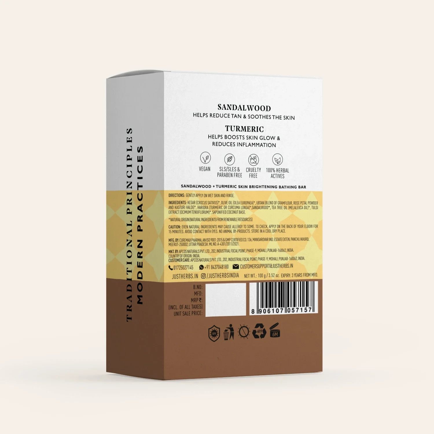 Skin Brightening Bathing Bar with Sandalwood and Turmeric - Image 6