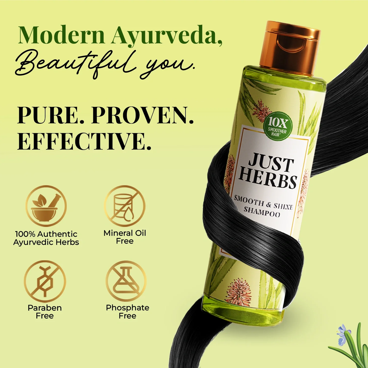 Smooth & Shine Shampoo for Dry and Frizzy Hair| Aloe Vera, Almond, Rice Protein & 12 Herbs - Image 8