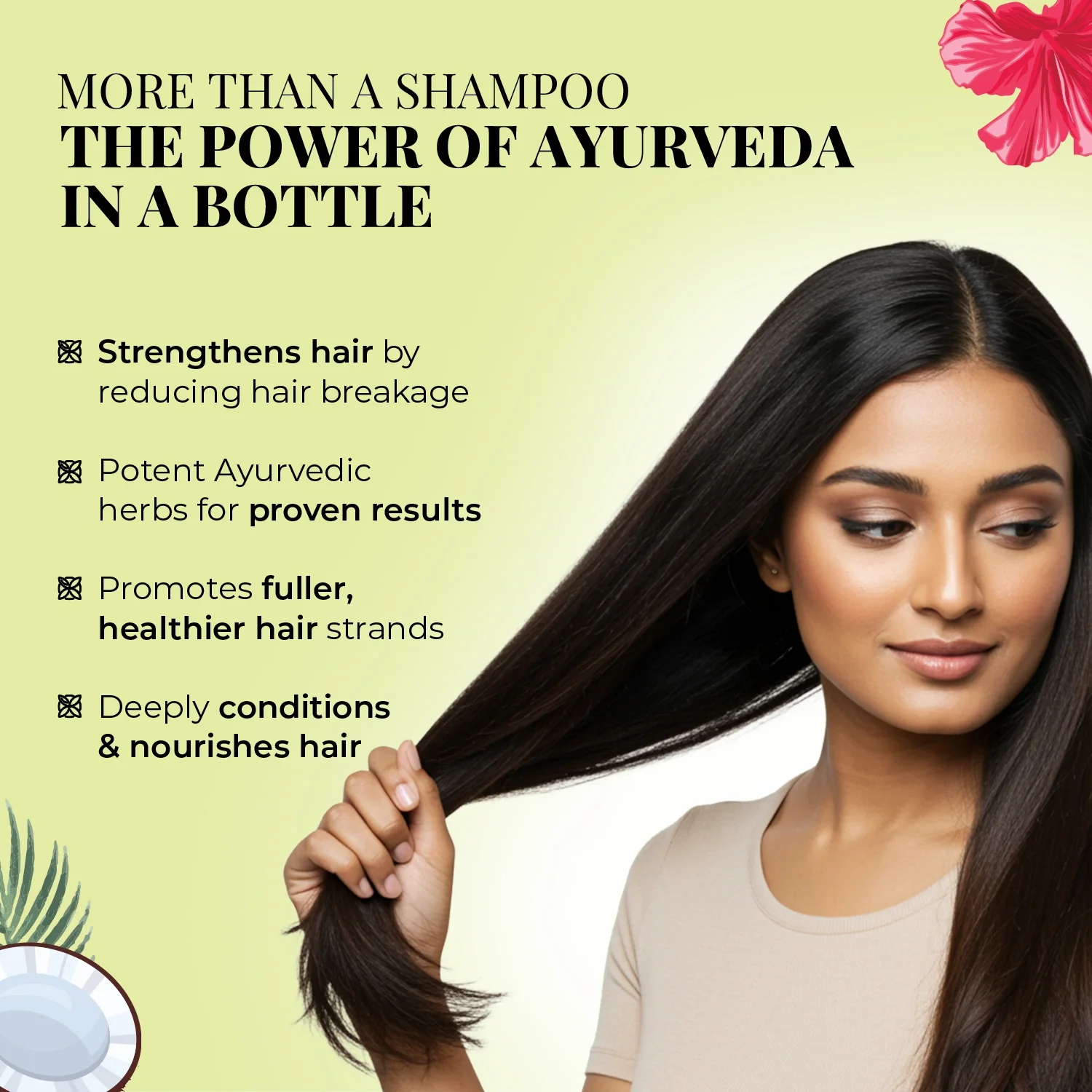 Strong & Nourish Shampoo | Coconut, Hibiscus, Castor & 11 Herbs - Image 3