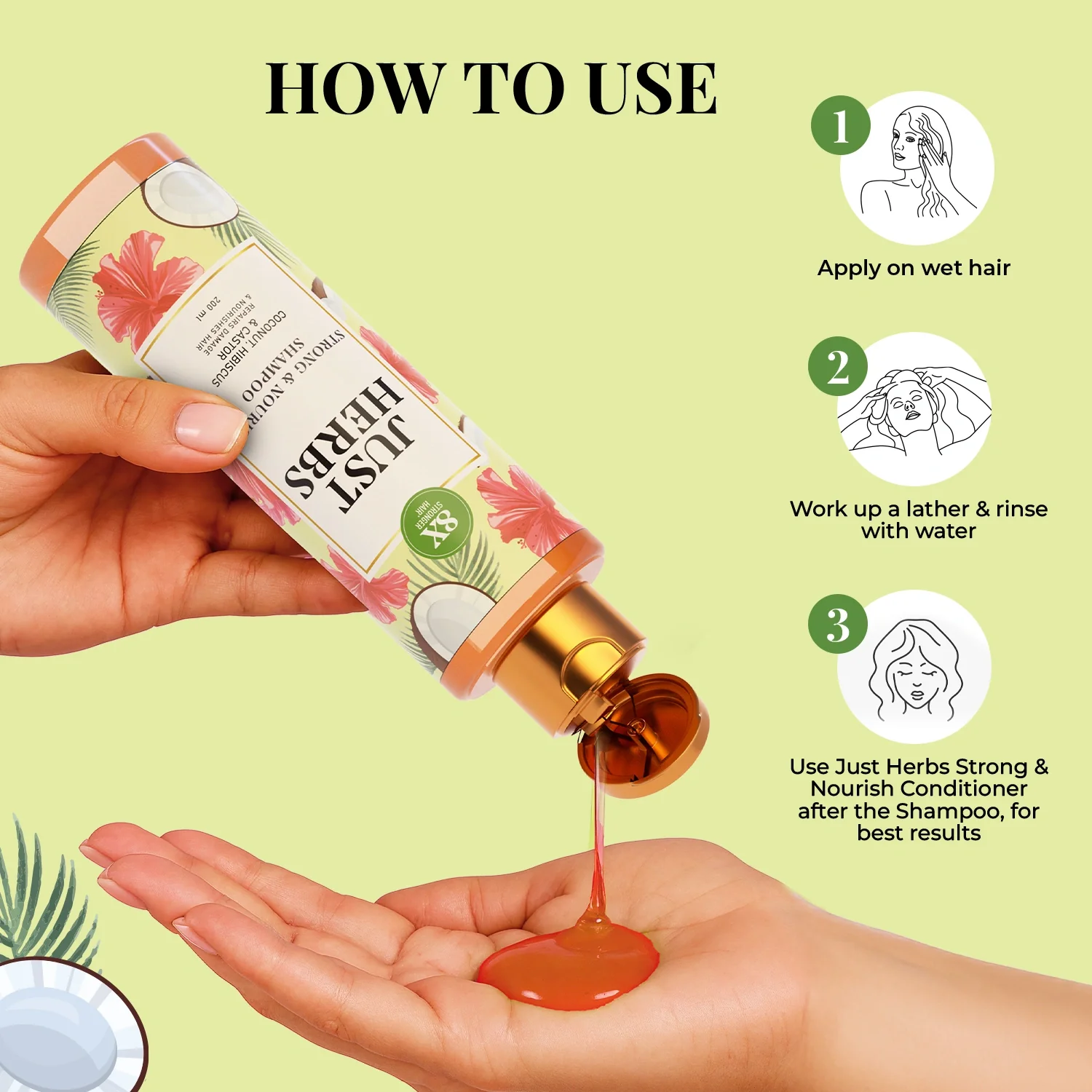 Strong & Nourish Shampoo | Coconut, Hibiscus, Castor & 11 Herbs - Image 7